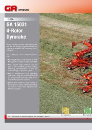Kuhn GA Gyrorake GA 15031 PRECISE WINDROWING GA GYRORAKE Agricultural Catalog page 2